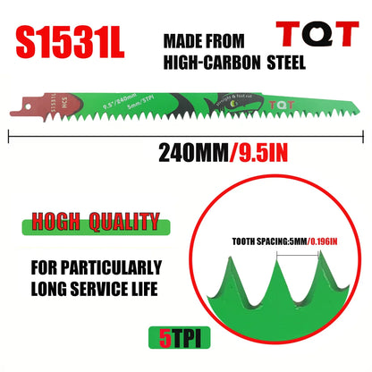 10Pcs 6-9.5-12 Inch Long Reciprocating Saw Blades 5-6Tpi Hcs 150mm Saber Blades for Cutting Wood Pvc for Bosch Makita Dewalt DIY Tool