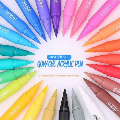 36 Colors Pastel Acrylic Paint Pens  Brush Markers for Wood Canvas Stone Rock Painting Glass Ceramic Fabric Metal Art Supplies
