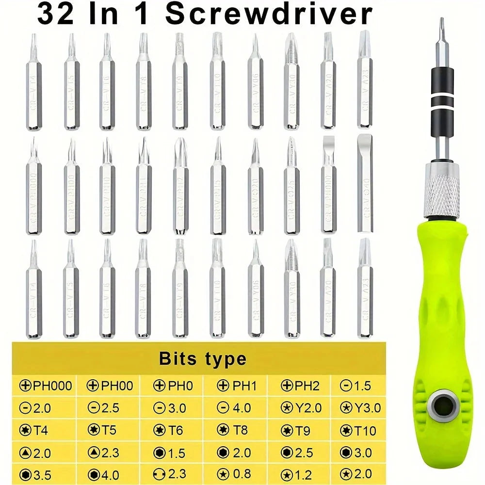 Screwdriver Set 33 in 1 Phillips Torx Hexagonal Precision Screw Driver Bit Manual Repair Tool for iPhone PC Camera Watch Glasses