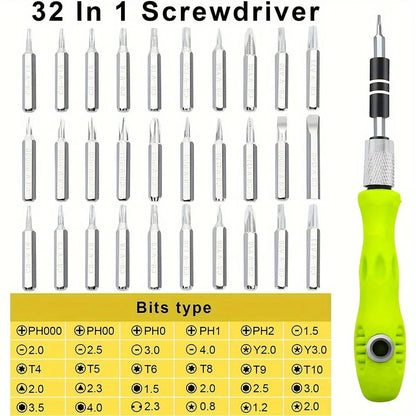 Screwdriver Set 33 in 1 Phillips Torx Hexagonal Precision Screw Driver Bit Manual Repair Tool for iPhone PC Camera Watch Glasses