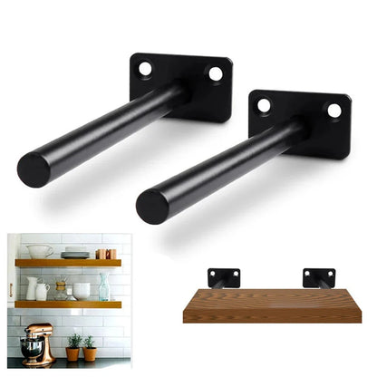 T Shape Concealed Shelf Brackets Floating  Wall Shelf Supports Screw Mounting Plate Multi sizes Metal Brackets