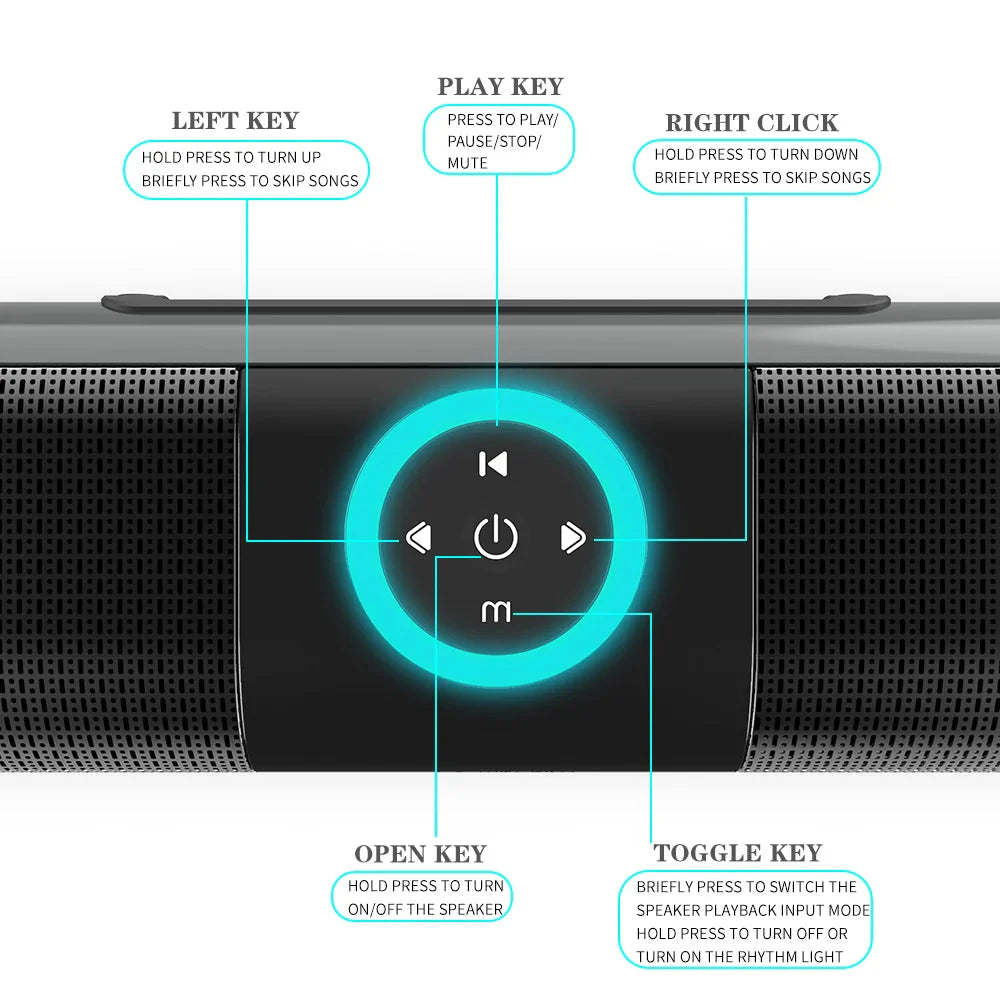 DIXSG Wireless Bluetooth Soundbar - 3D Surround Home Theater Speaker System