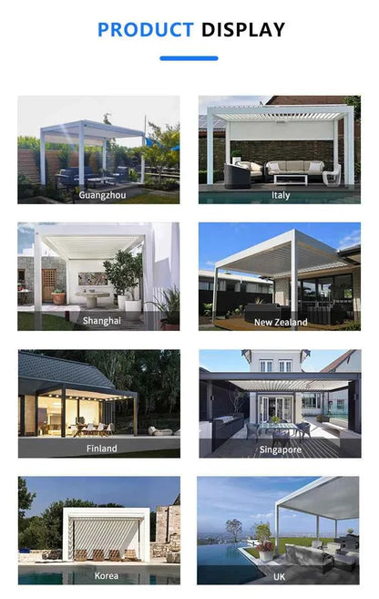3X3Bioclimatic Pergola Aluminium Pergola Outdoor  Aluminum Pergola Gazebo Manual Pavilion Louver Roof Pergola Carport
