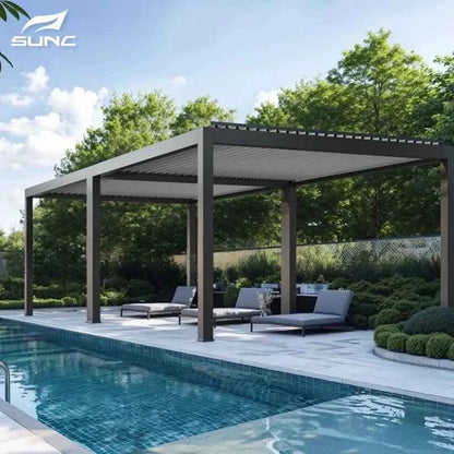 VMotorized Retractable Roof Pergola - Automatic PVC Gazebo & Metal Folding Roof System