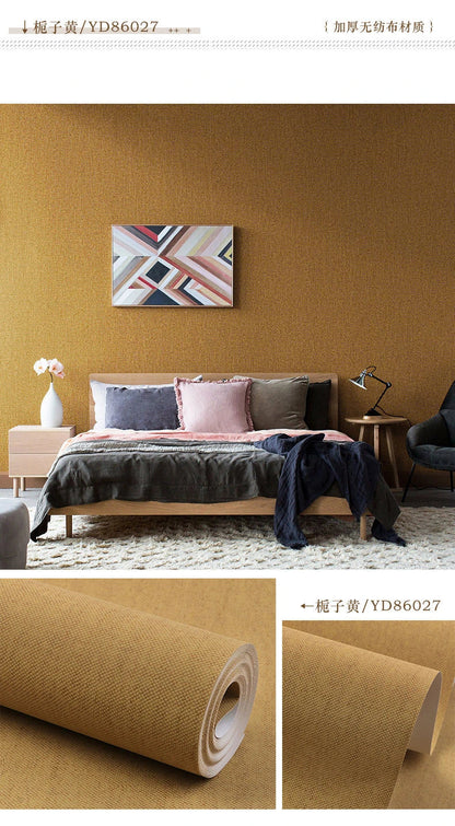Modern Nordic Linen Textured Wallpaper – Eco-Friendly Non-Woven Solid Color Wall Covering