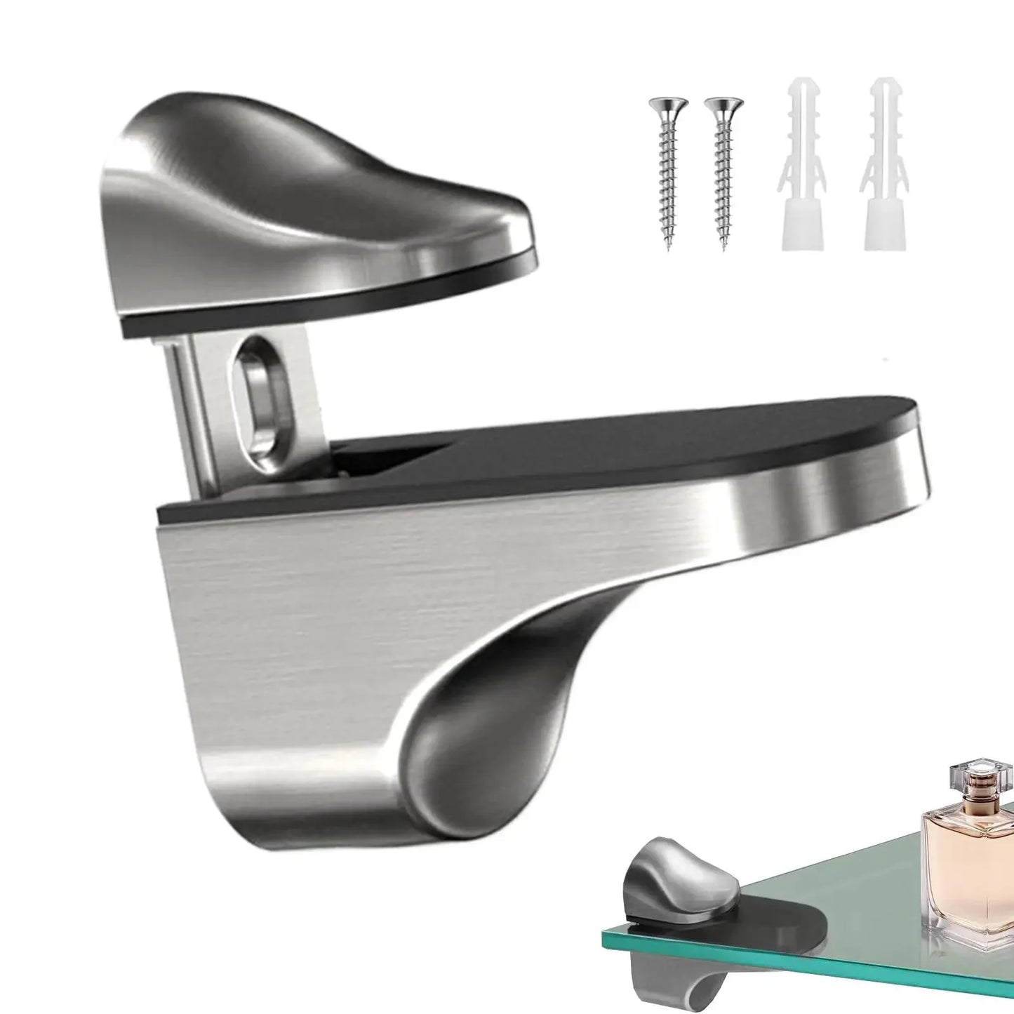 Shelf Brackets Adjustable Shower Glass Shelf Brackets Holder Parts Holder Support Clip Hardware for Wood Acrylic Cabinet Bar