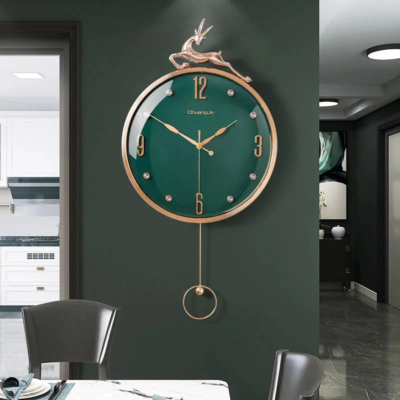 13 Inch Auspicious Deer Wall Clock Nordic Brief Design Living Room Decoration Kitchen Mute Clocks Art Wall Watch Home Decor NEW