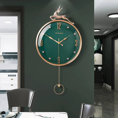 13 Inch Auspicious Deer Wall Clock Nordic Brief Design Living Room Decoration Kitchen Mute Clocks Art Wall Watch Home Decor NEW