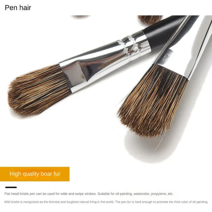 6pc new concept paintbrush wild boar mane oil painting brush water powder acrylic nail round head long black pole paintbrush set