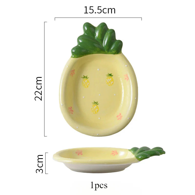 Fruit Plates Ceramic Household Cute Dessert Plates Salad Plates Home Desktop Fun Decoration Plates Mini Trays Kitchen Oil Plates