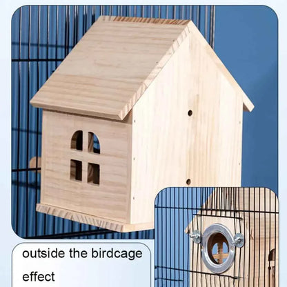 Practical Large Space Wood Bird House Rainproof Hanging Birds Breeding Box Sun Protection Bird Nest For Bird Cage