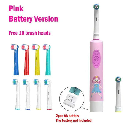 Kids Electric Toothbrush Colorful Cartoon Soft Bristle Rounded Vibrate Heads Teeth Brush Gum Care Battery Power 3-15 Years Old