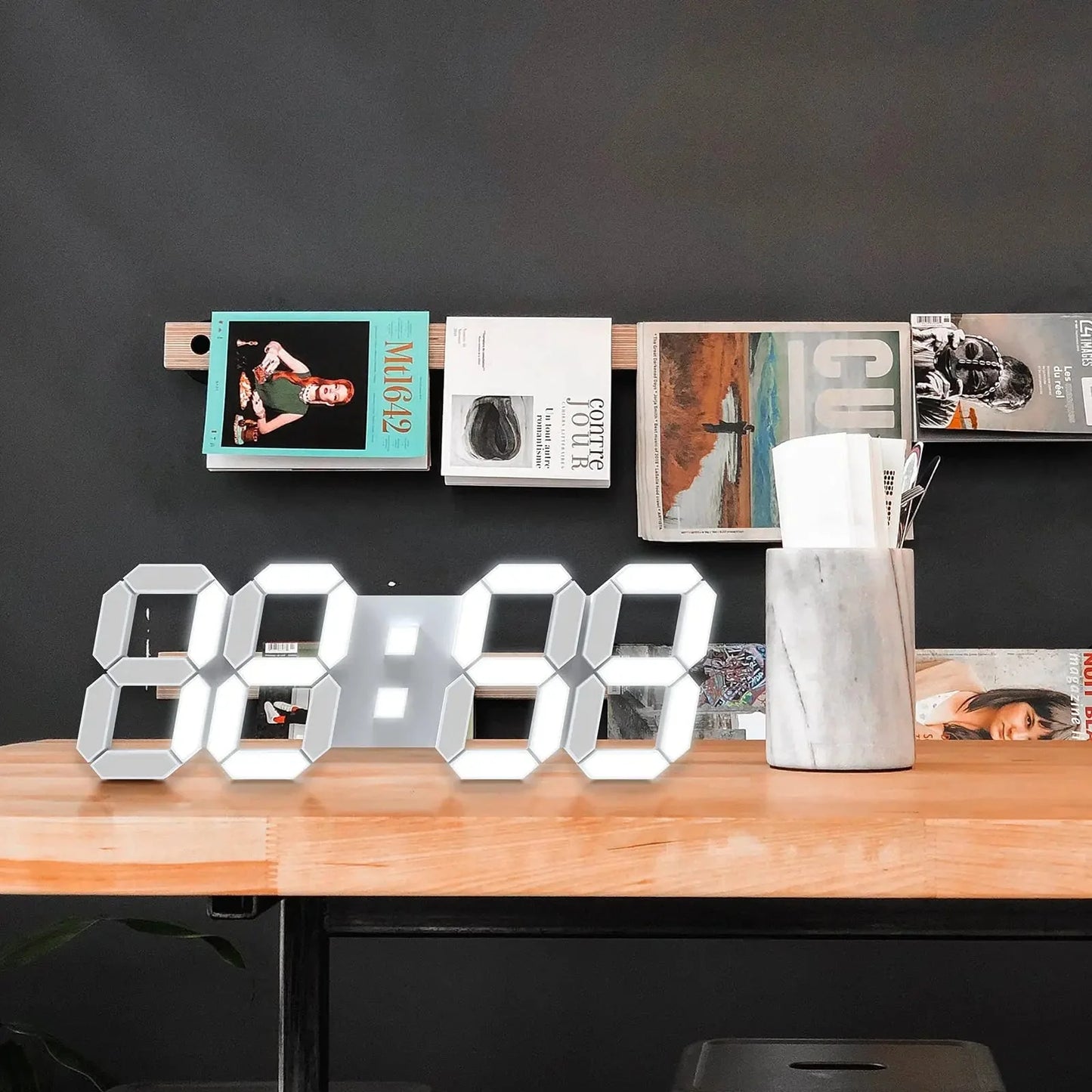 3D LED Digital Clock 12/24H Time Display Colorful Clock for Office/Living Room/Meeting Room/Kitchen