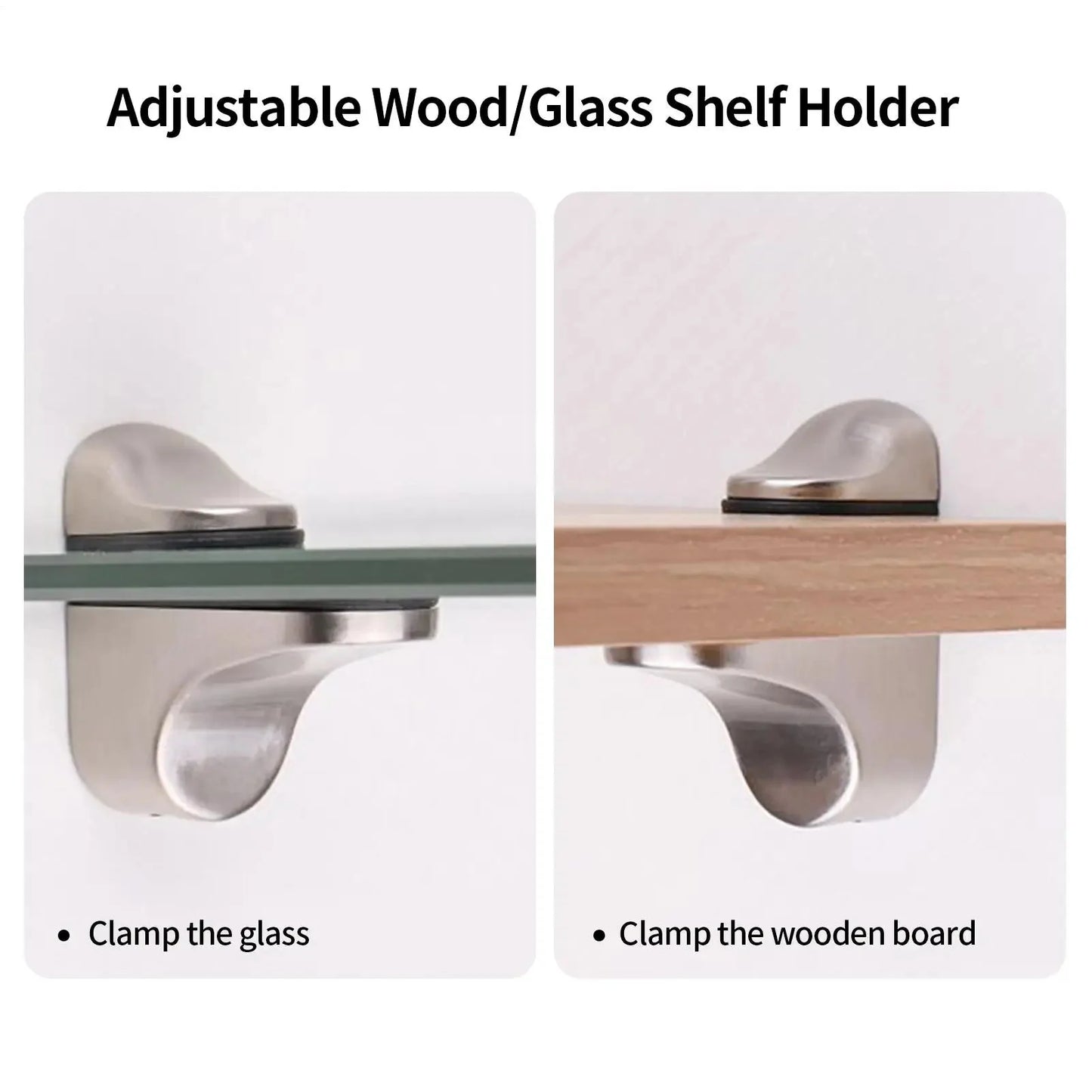 Shelf Brackets Adjustable Shower Glass Shelf Brackets Holder Parts Holder Support Clip Hardware for Wood Acrylic Cabinet Bar