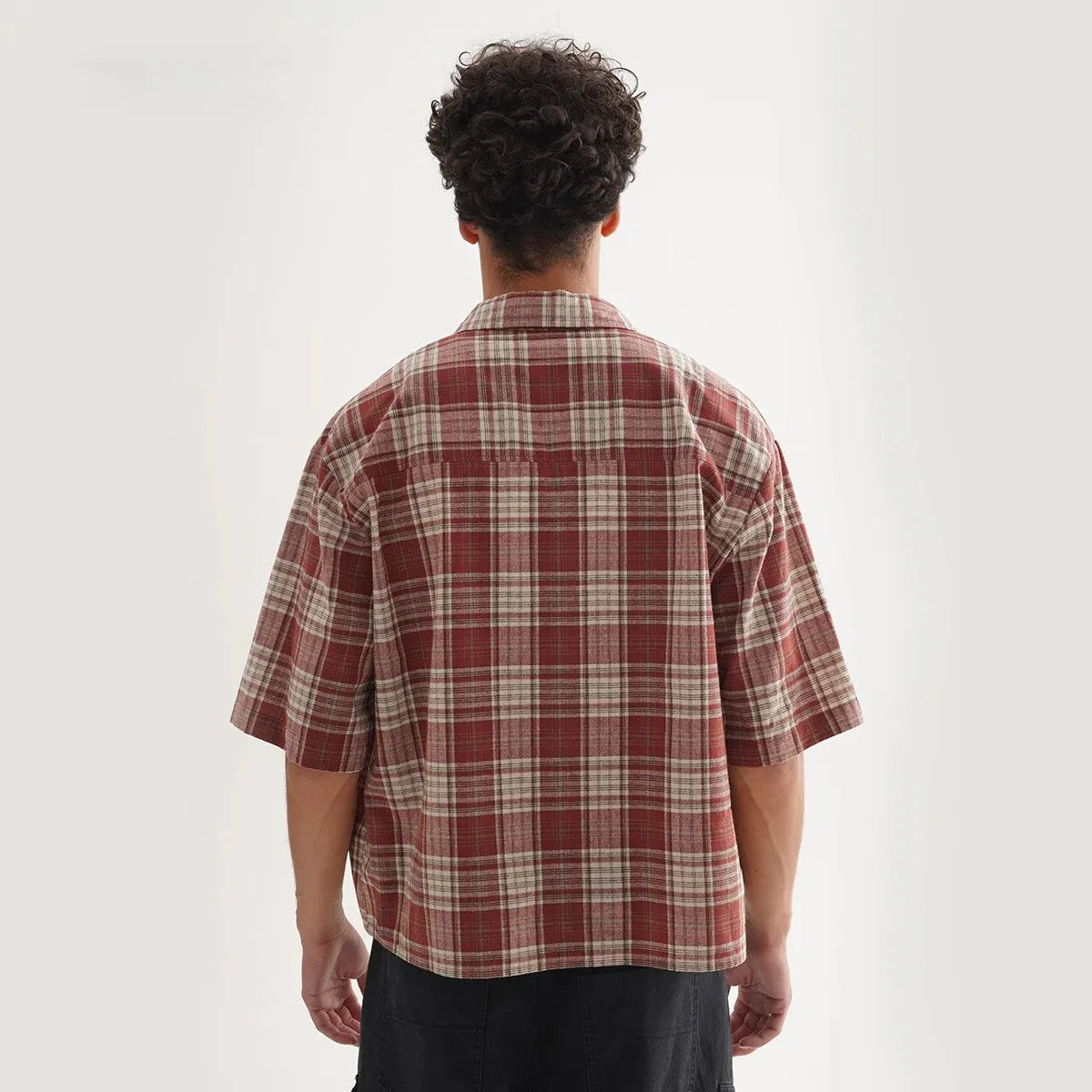 ‌Plaid Short Sleeve Shirt for Men‌ Casual Button Down,Lightweight Breathable Fabric,Trendy Streetwear,Summer Open Front Top