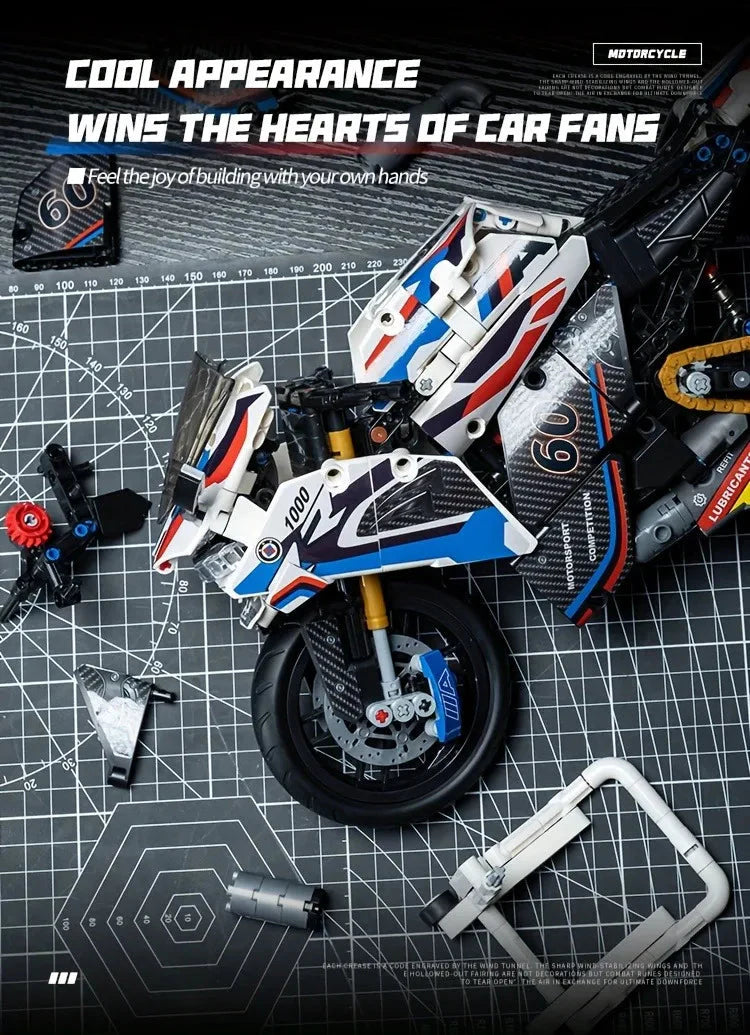 1:8 Motorcycle Building Blocks Set Super Motorbike Model Kit Technical Racing Kids Assembled Toys Gifts For Boys And Girls