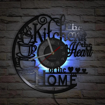 The Kitchen The Heart Of The Home Inspired Vinyl Record Clock Modern Design Vinyl Wall Watch Kitchen Decor Noiseless Timepieces