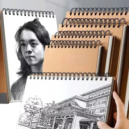 High Quality Kraft Paper Art Sketchbook A4/8K/16K/32K/A3 Flip-up Drawing Notepad 30Sheets/60Pages Spiral Notebook Art Supplies