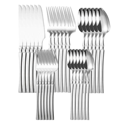 Premium Silver Stainless Steel Cutlery Set - 20/30/40 Piece Mirror Polished Flatware