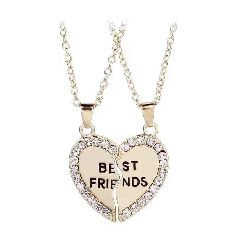 1 Pair Love Heart English Pendant Fashion Friends Necklace Good Friends Choker Statement Necklace