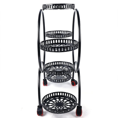 Metal Plant Stands 6 Pots Plants Flower Stand for Patio Garden Living Room Corner Balcony Bedroom Black / White