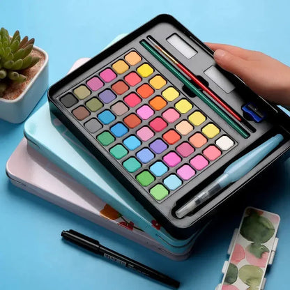 Watercolor Painting  48 Colors Solid Water Color Paint With Brush&Paper Drawing Set Art Supplies for Artists Beginner