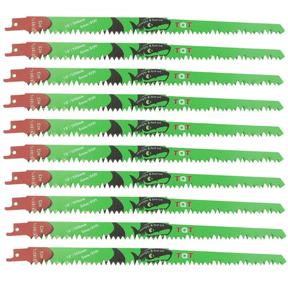 10Pcs 6-9.5-12 Inch Long Reciprocating Saw Blades 5-6Tpi Hcs 150mm Saber Blades for Cutting Wood Pvc for Bosch Makita Dewalt DIY Tool