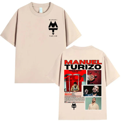 Rapper Manuel Turizo 201 Tour 2025 Men's and Women's T-shirts, Oversized Hip-hop Style Short-sleeved Cotton Casual T-shirts