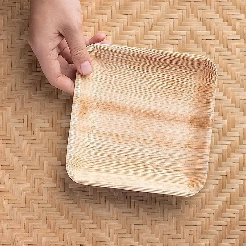 25PCS 6in/8in/10in Disposable Palm Leaf Plate Square Dessert Plates Eco-friendly Bamboo Like Plates Wedding Party Birthday
