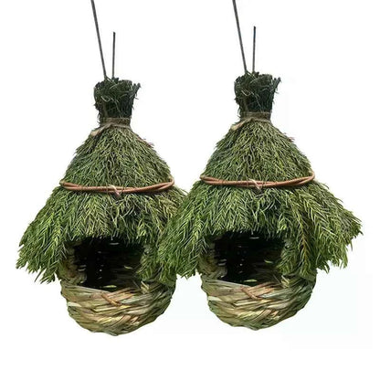Unique Birdhouse Comfortable Birdhouse Hand-woven Natural Grass Hummingbird House For Garden Outdoor Decoration Window Hideaway