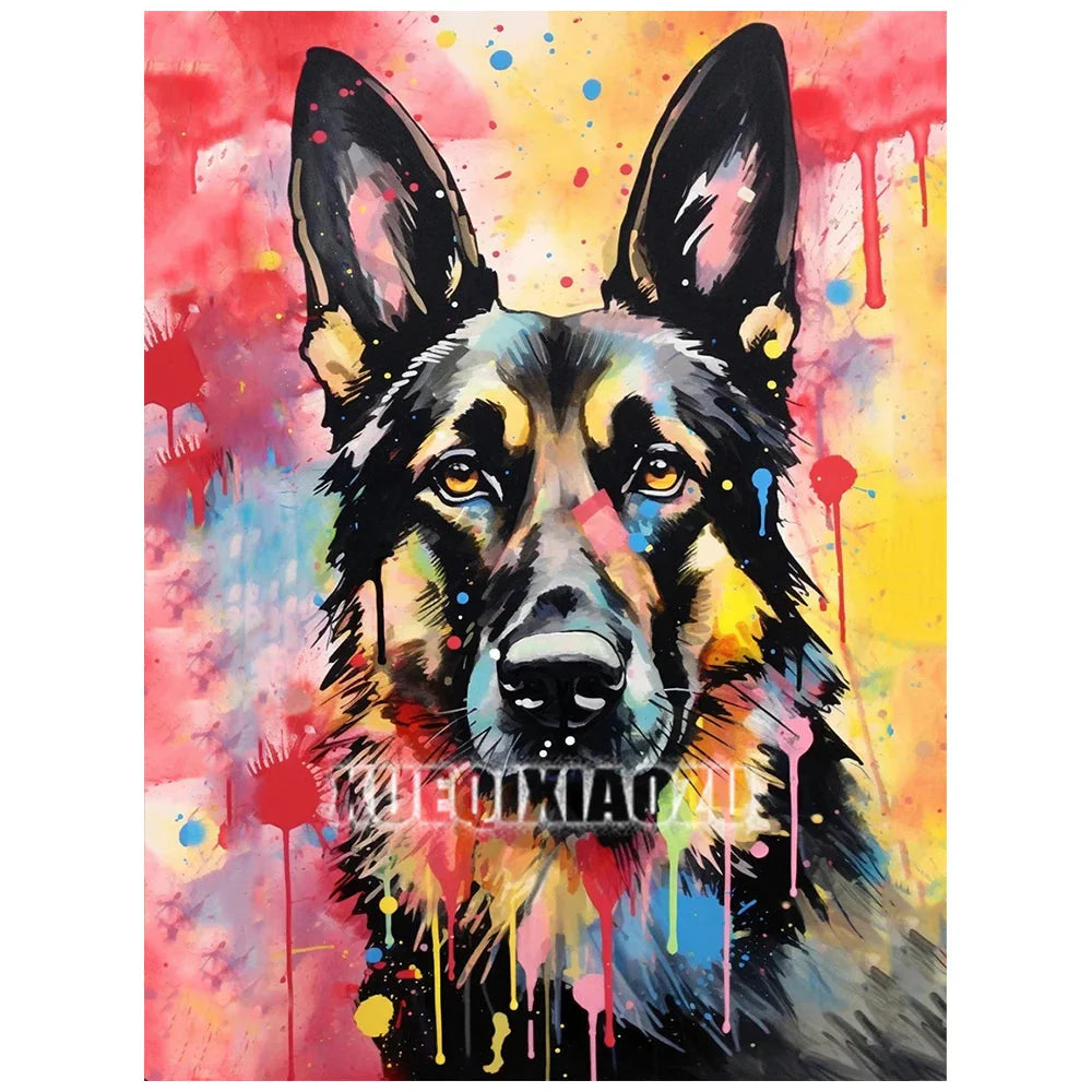 Animal Diamond Painting Graffiti Rhinestone Embroidery Dog Mosaic Cross Stitch Children Gift Art Handmade Home Decoration