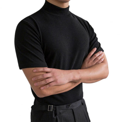 Men T-shirts Summer Fitness Short Sleeve Tees High Collar Basic T-shirt Base T Shirt for Men's Tops camisa masculina 짝퉁명품 남성의류