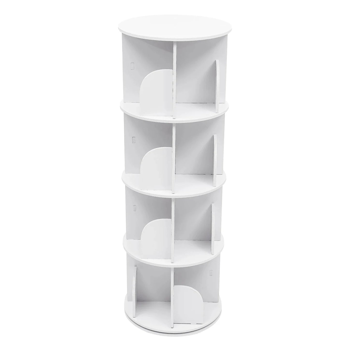 2/4-Tier Wooden Rotatable Bookshelf - 360°Display Floor Standing Storage Rack, White Multifunctional Bookshelf Organizer