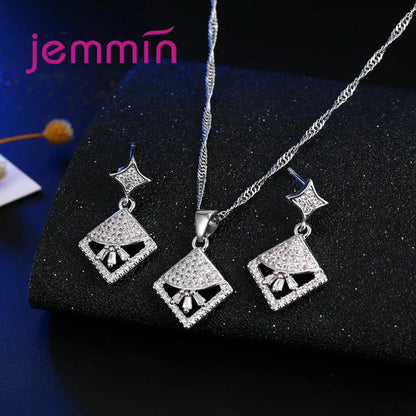 Classic Genuine 925 Sterling Silver Jewelry Sets Bridal Jewelry Woman Necklace Earring Sets New Arrival Wedding Engagement Gifts