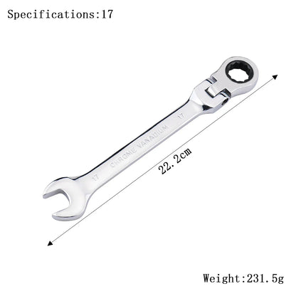 Ratchet Wrench of Keys Spanner Set Hand Tool 72-Tooth Ratcheting Flexible Head Mirror Finish 6mm-27mm Auto and Home Repair 1 pcs