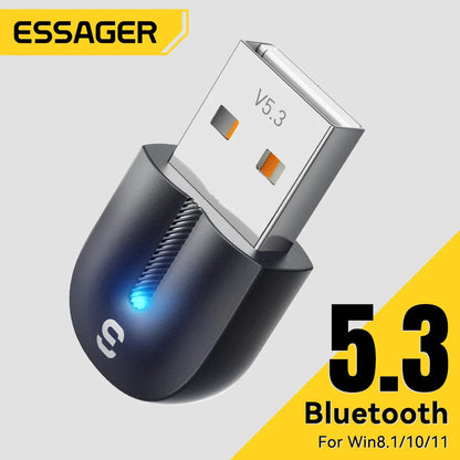 Essager USB Bluetooth 5.3 Adapter Aux Audio Receiver Transmitter For PC Speaker Laptop Wireless Mouse soundbox USB Transmitter