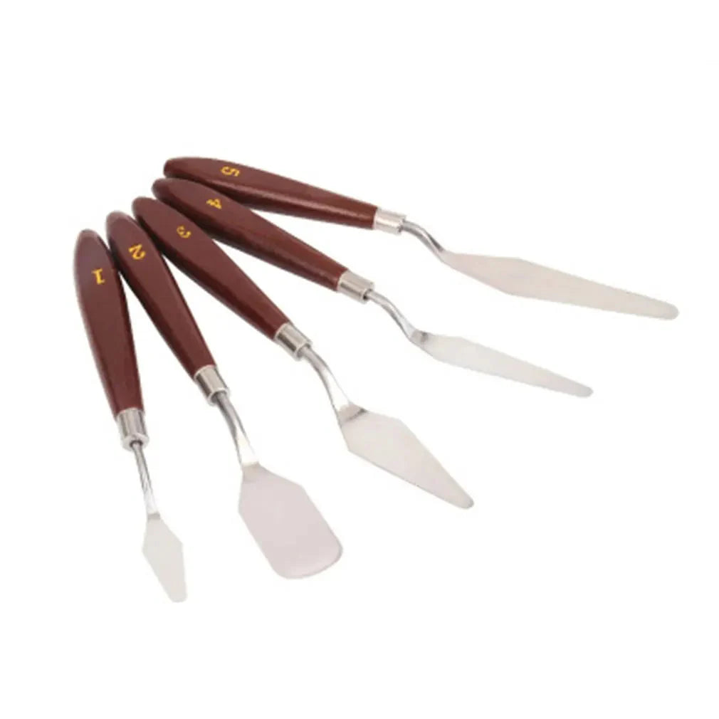Hot 5PCS Stainless Steel Scraper Spatula Art Supplies for Artist Canva Oil Paint Color Mixing Palette Knife Painting Wholesale