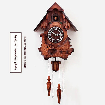 Wooden Handcrafted Cuckoo Clock for Wall with Cuccu Chimes and Swing Pendulum for Home Nordic  Decor Solid Wood Cuccu Watch