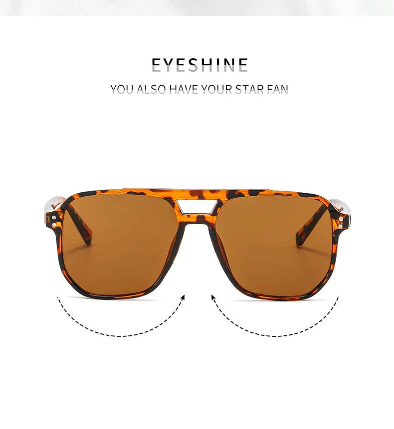 Vintage Square Sunglasses for Women Men Thick Frame Double Bridges Eyewear Female Chic Polygon Sun Glasses UV400 Shades