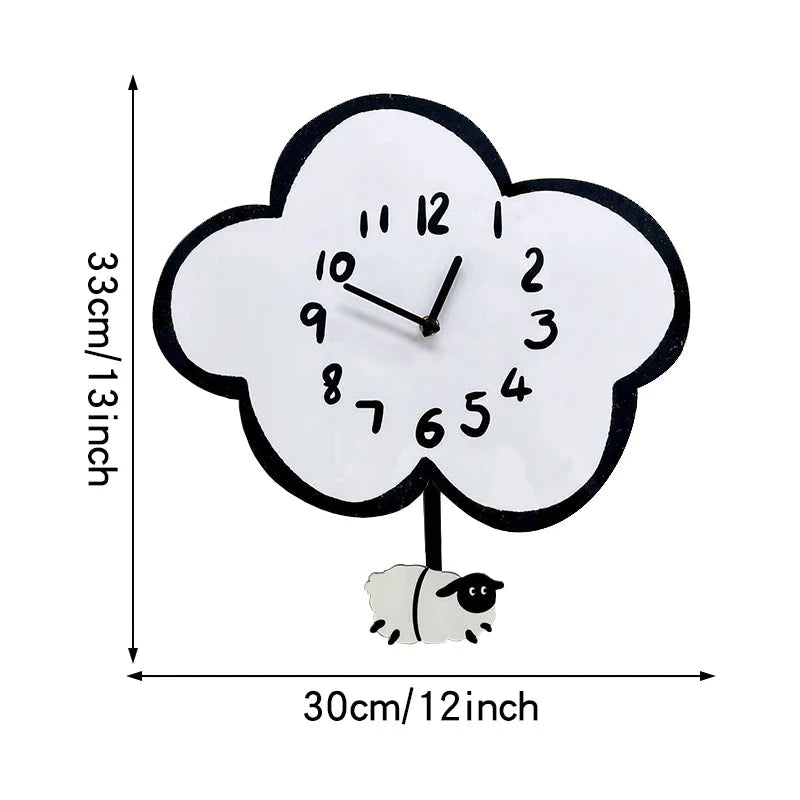 Cartoon Silent Swinging Wall Clock - Cute Home Decor for Living Room Bedroom - Room Decoration Silent Wall Clock
