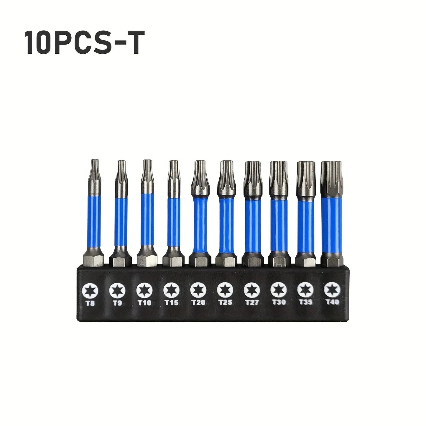 2" Impact Torx Bit PH2 Set 10pcs (TT6-TT40), 1/4" Hex-Shank S2 Steel Star Bit Set, CNC Machined Tips with Magnetism,