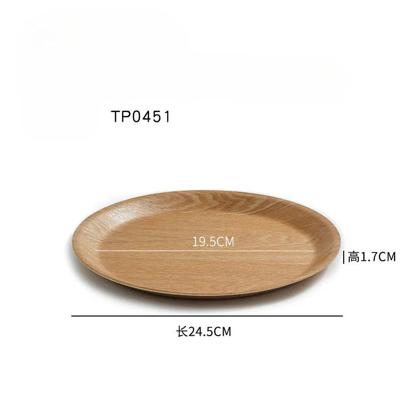 Handcrafted Round Solid Wood Dining Plate - Water Chestnut Wood Serving Tray for Breakfast, Coffee & Desserts