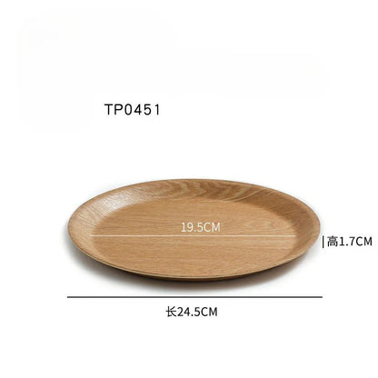 Handcrafted Round Solid Wood Dining Plate - Water Chestnut Wood Serving Tray for Breakfast, Coffee & Desserts
