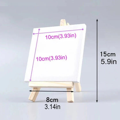 1 set of painting kit, 1 drawing board, 1 easel, 2 pens, 6 colors of paint, 1 palette, mini drawing board, acrylic paint