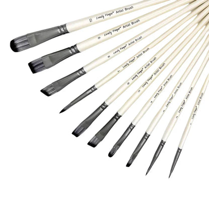 Paint Brush Set，10pcs Artist Brushes for Painting with Round,Flat,Angle,Filbert ,Professional Art Quality on Canvas, Wood, Face