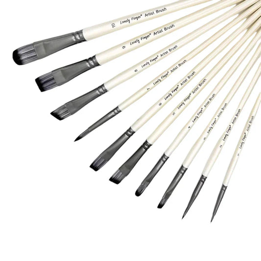 Paint Brush Set，10pcs Artist Brushes for Painting with Round,Flat,Angle,Filbert ,Professional Art Quality on Canvas, Wood, Face