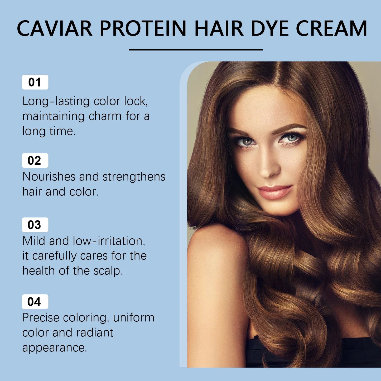 Caviar Protein Hair Dye Shampoo Gray White Hair Color Treatment Smoothing Nourishing Fast Natural Herbal Color Hair Cream 500ml