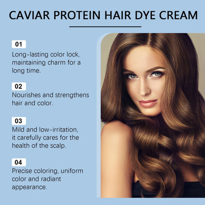 Caviar Protein Hair Dye Shampoo Gray White Hair Color Treatment Smoothing Nourishing Fast Natural Herbal Color Hair Cream 500ml
