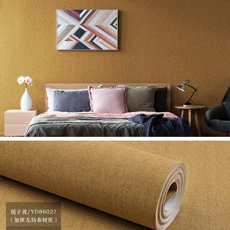 Modern Nordic Linen Textured Wallpaper – Eco-Friendly Non-Woven Solid Color Wall Covering