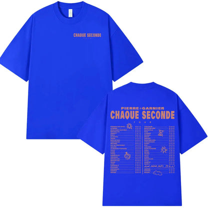 Pierre Garnier Chaque Seconde Tour Merch T-shirts Hip Hop Fashion T-shirt Women Men's Clothing Cotton Casual Oversized T Shirts